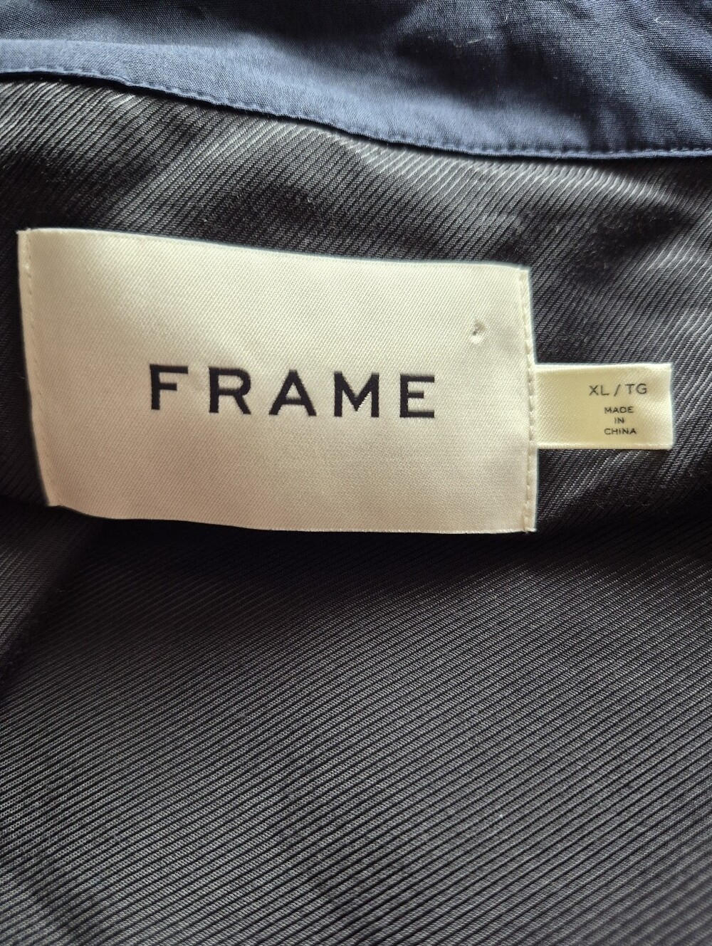 FRAME Navy Blue Zip-Up Bomber Jacket - Excellent Condition - Size XL - Picture 10 of 10